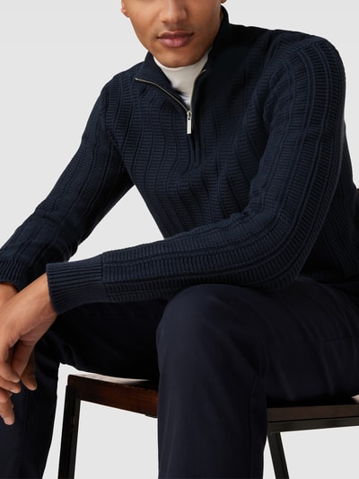 Esprit Collection Strickpullover mit kurzem Reißverschluss Marineblau 3