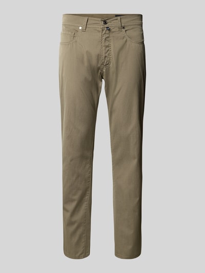 Pierre Cardin Tapered fit chino met structuurmotief, model 'Lyon' Olijfgroen - 2