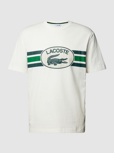 Lacoste T-shirt z nadrukiem z logo Złamany biały 2