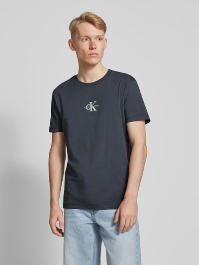 Calvin Klein Jeans T-Shirt mit Label-Stitching Dunkelgrau 4