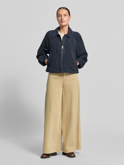 Weekend Max Mara Regular Fit Lederjacke mit Raglanärmeln Modell 'ZUPPA' Dunkelblau 1