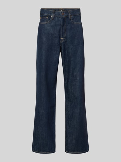 Produktfoto, Wide Fit Jeans aus reiner Baumwolle von Paul Smith, dunkles Blau, 5-Pocket-Design, sichtbare Gürtelschlaufen, klassische Jeansstruktur