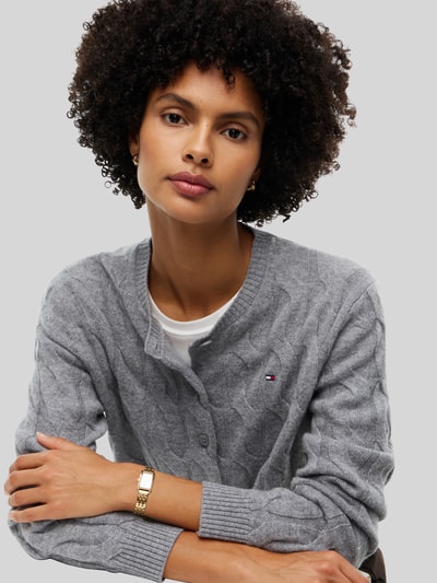 Tommy Hilfiger Strickjacke aus Wolle mit Logo-Detail Dunkelgrau 3