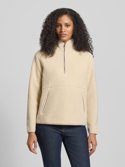 Soyaconcept Fleecepullover mit Stehkragen und Eingrifftaschen Modell 'BODIL' Ecru 4