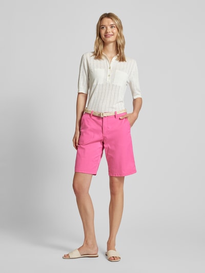 Esprit Regular Fit Bermudas mit Gürtel in Flecht-Optik Pink 1