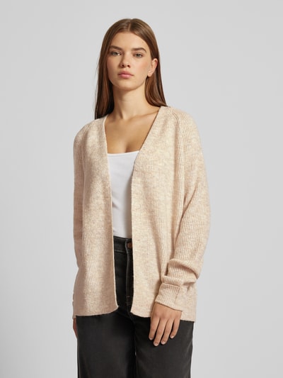 Pieces Regular Fit Cardigan mit Wollanteil in Melange Modell 'ELLEN' Beige 4