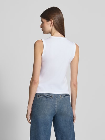 GAP Top na ramiączkach z prążkowaniem i listwą guzikową Biały 5