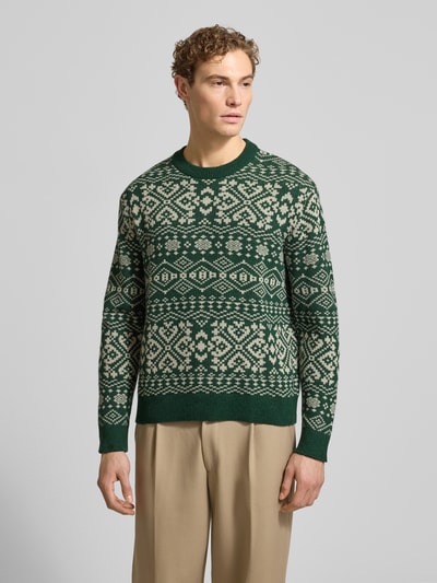 SELECTED HOMME Regular fit gebreide pullover van een wolmix, model 'HOLGER' Donkergroen - 4
