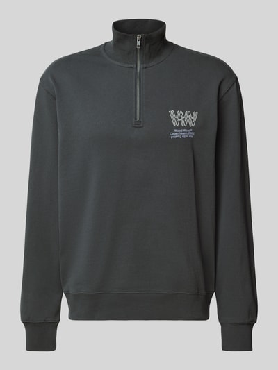 Wood Wood Sweatshirt met opstaande kraag en ritssluiting, model 'Jack' Antraciet - 2
