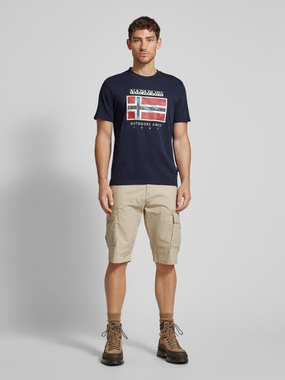 Napapijri T-shirt met ronde hals, model 'BIG FLAG' Marineblauw - 1