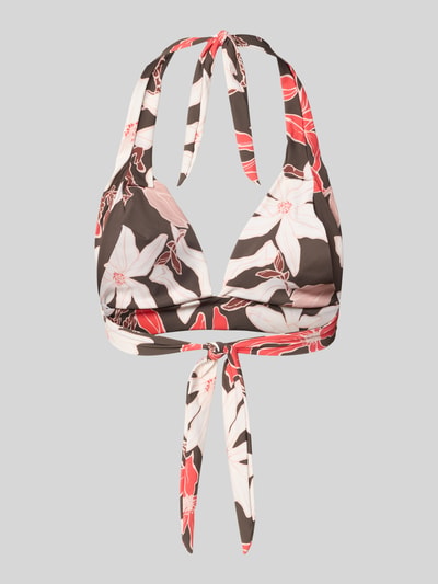 Produktfoto, bikinitop met halter van materiaalmix met stretch, triangel fit, V-hals, model 'Camolo' van Barts, bloemenprint