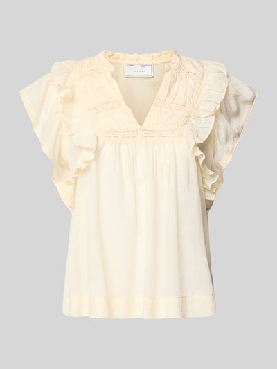 Neo Noir Regular Fit Blusentop mit Kappärmeln Modell 'Jayla' Pastellgelb 2