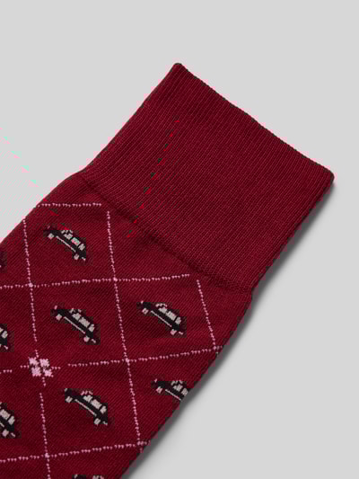 Burlington Sokken met labelprint Bordeaux - 2