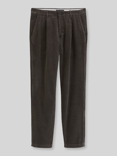 Marc O'Polo Tapered Fit Cordhose aus Baumwolle mit Bundfalten Dunkelbraun 2