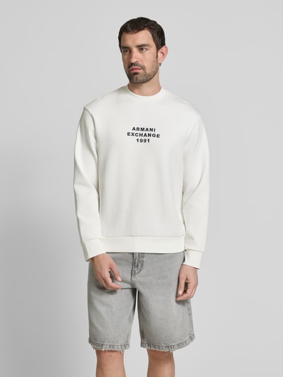 ARMANI EXCHANGE Sweatshirt mit Label-Stitching Offwhite 4