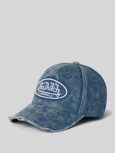 Von Dutch Baseballpet met labelstitching, model 'SOHO' Jeansblauw - 1