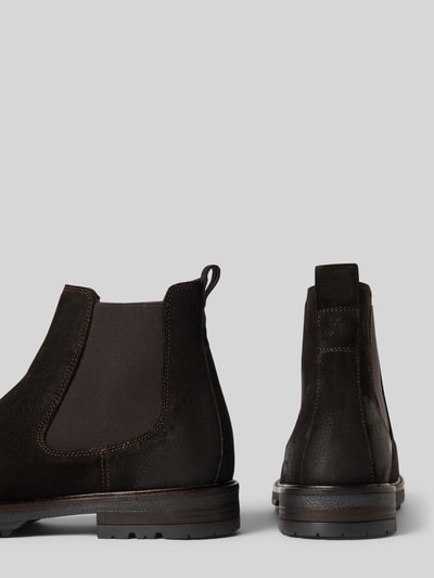 Produktfoto, dunkelbraune Chelseas aus echtem Rindsleder von Marc O'Polo mit elastischen Einsätzen und sichtbarer Naht, Herren Chelseas