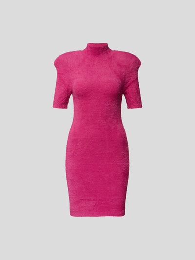 ROTATE Knielanges Strickkleid mit Stehkragen Pink 2