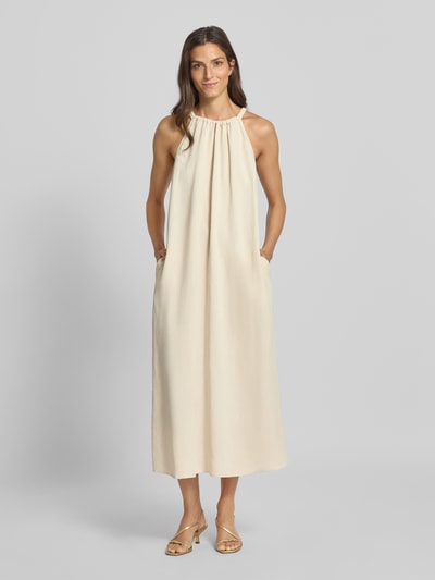 Someday Długa sukienka z mieszanki wiskozy i lnu model ‘Quise’ Piaskowy 4