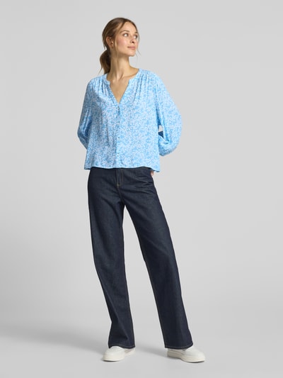 Tom Tailor Denim Loose Fit Bluse mit Allover-Muster Hellblau 1