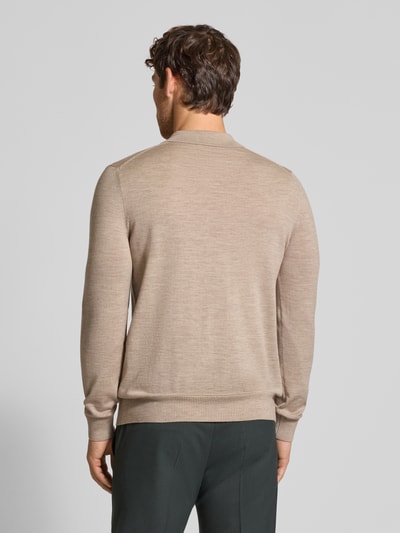 JOOP! Collection Gebreide pullover van scheerwol met polokraag model 'Dondor' Lichtbruin - 5