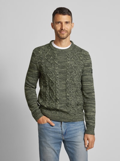 Lerros Gebreide pullover met ribboorden Groen - 4