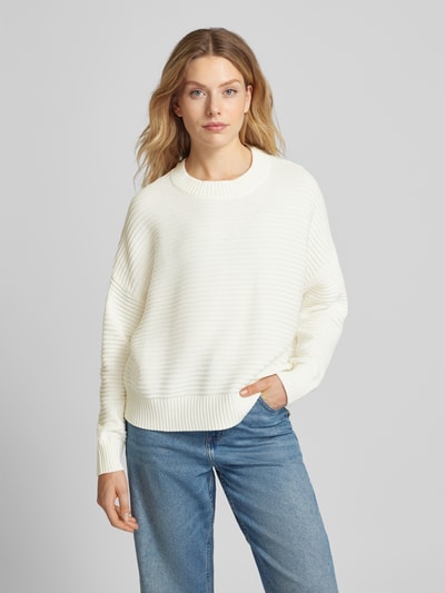 s.Oliver RED LABEL Oversized Strickpullover mit strukturiertem Streifenmuster Offwhite 4