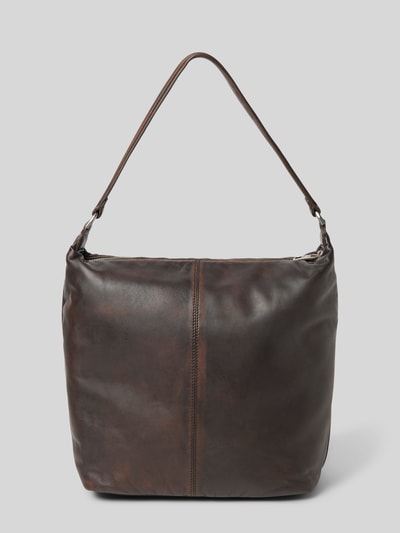 Produktfoto, Handtasche mit diversen Fächern Modell 'ANDREA HOBO' von LIEBESKIND BERLIN aus dunkelbraunem Leder mit sichtbarer Naht, strukturierte Oberfläche