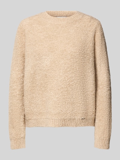 Produktfoto, Strickpullover mit Rundhalsausschnitt von MORE & MORE in beige, Effektgarn, gerippte Abschlüsse, Struktur im Regular Fit.