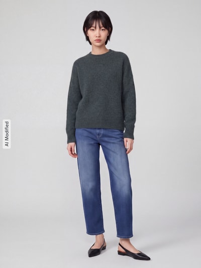 VERO MODA Sweter o kroju oversized z dodatkiem wełny model 'BOOM' Ciemnozielony 1