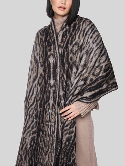 Marc Cain Schal aus Mohairwolle mit Fransen Taupe 1