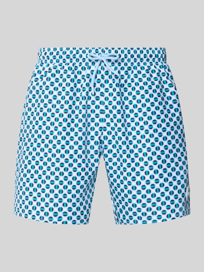 Produktfoto, Regular Fit Badehose mit Allover-Motiv-Print von Colmar Originals in hellblau mit elastischem Bund und Tunnelzug, Herren