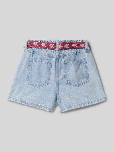 Mango Regular Fit Jeansshorts mit Bindegürtel Modell 'gala' Hellblau 3