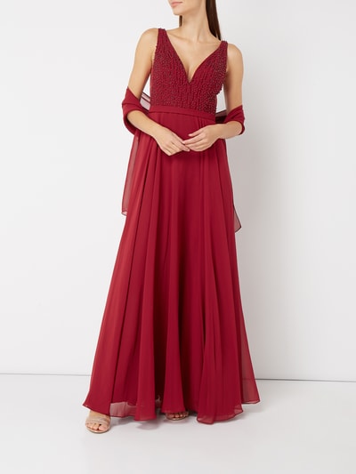 Mascara Abendkleid aus Chiffon mit Ziersteinbesatz  Bordeaux 5