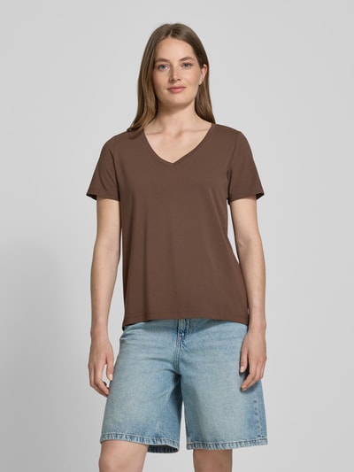 s.Oliver RED LABEL Regular fit T-shirt van katoenmix Donkerbruin - 4