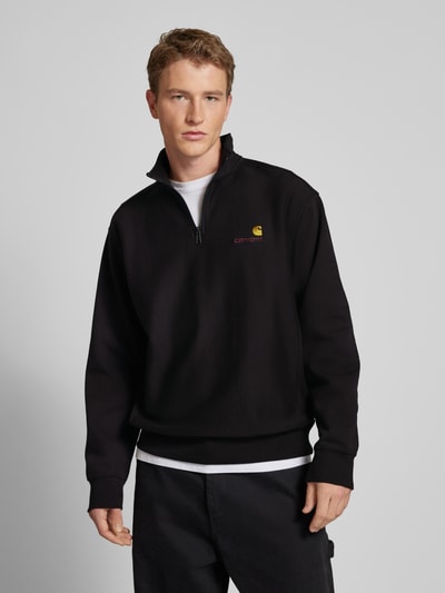 Carhartt Work In Progress Sweatshirt mit Troyer-Kragen Modell 'AMERICAN SCRIPT' Black 4