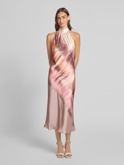 Swing Sukienka koktajlowa z wiązaniem na szyi Różowy 4