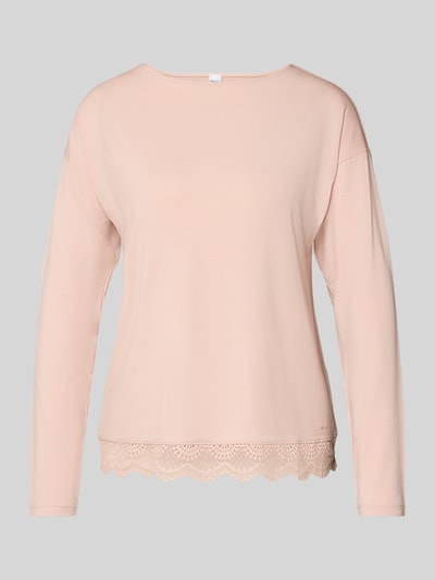 Skiny Bluzka o kroju regular fit z długim rękawem i obszyciem koronką Różowawy 1