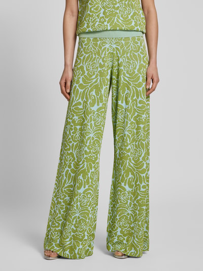 Essentiel Antwerp Wide leg stoffen broek met structuurmotief, model 'Halready' Lichtgroen - 4