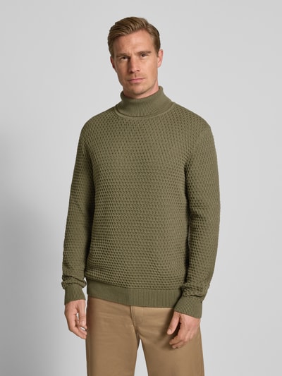 MCNEAL Rollkragenpullover mit gerippten Abschlüssen Oliv 4