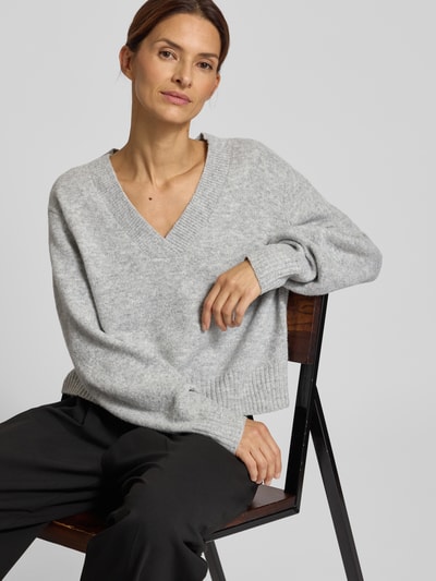 Vero Moda Comfort Fit Strickpullover mit Woll-Anteil Modell 'BOOM' Hellgrau Melange 3