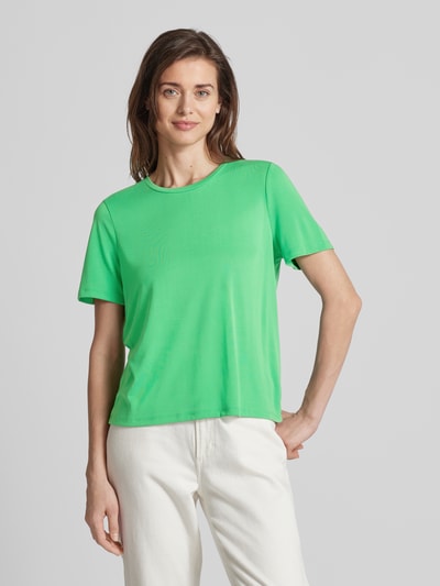 Object T-shirt met ronde hals, model 'Jannie' Groen - 4