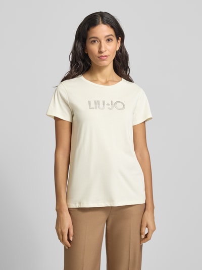 LIU JO SPORT T-Shirt mit Rundhalsausschnitt und Ziersteinbesatz Offwhite 4