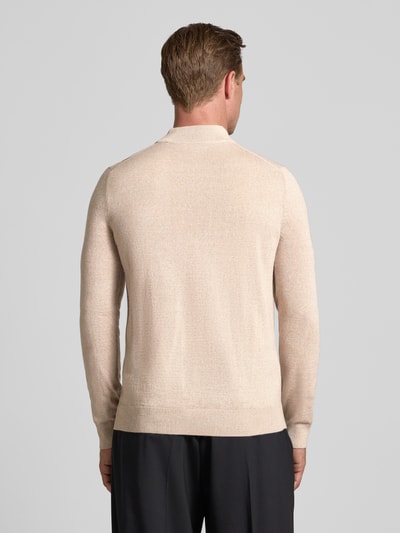 Christian Berg Men Gebreide pullover van een mix van merinowol met opstaande kraag Zand gemêleerd - 5