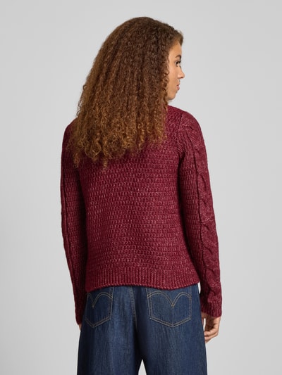 Pieces Regular Fit Strickpullover mit Woll-Anteil Modell 'NINA' Dunkelrot Melange 5