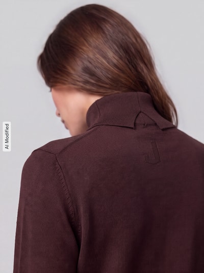 Jake*s Casual Slim Fit Rollkragenpullover aus Viskose-Mix Dunkelbraun 3