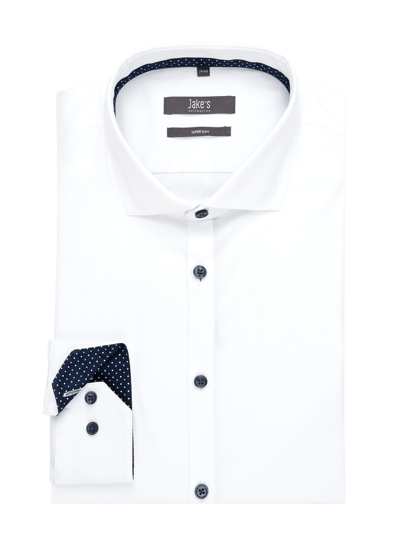 Jake*s Super Slim Fit Business-Hemd aus Twill Weiss 2