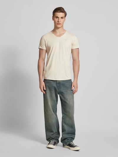 Tommy Jeans T-shirt met labelstitching Beige - 1