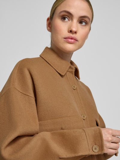 Style Icon Collection Oversized overhemdblouse met opgestikte borstzakken van wolmix - curated by Maja Weyhe Camel - 3
