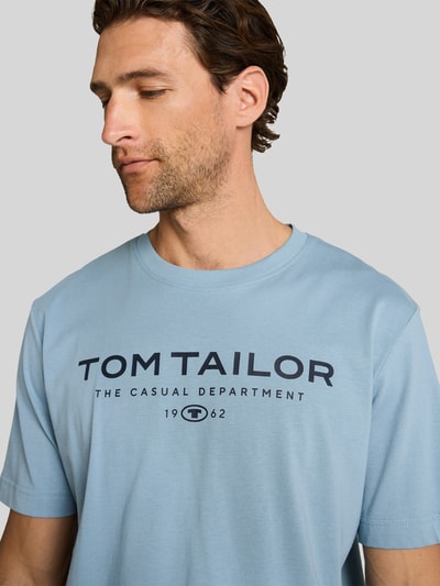 Tom Tailor Regular Fit T-Shirt mit Label-Schriftzug Rauchblau 3